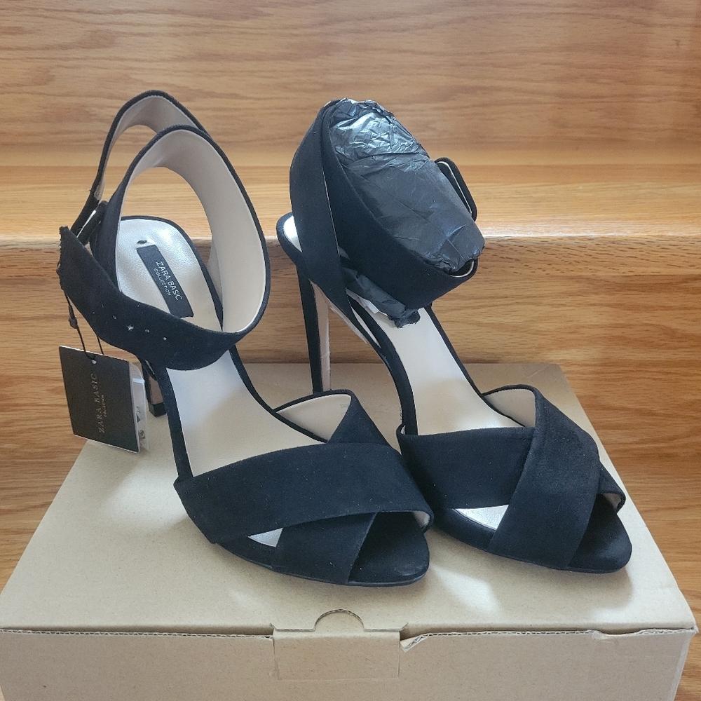 Zara black strap heels